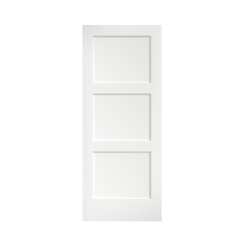 80-in 3-Panel Equal Shaker Solid Wood Primed Slab Door