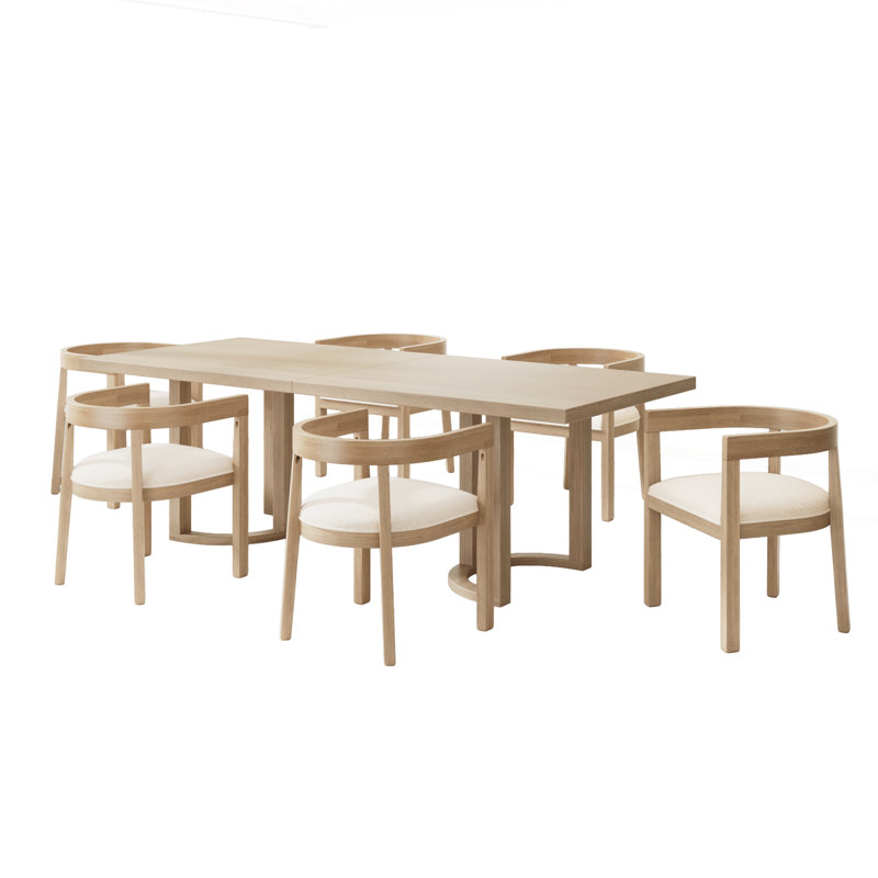 Inesa 7-Piece Wood Upholstered Dining Set
