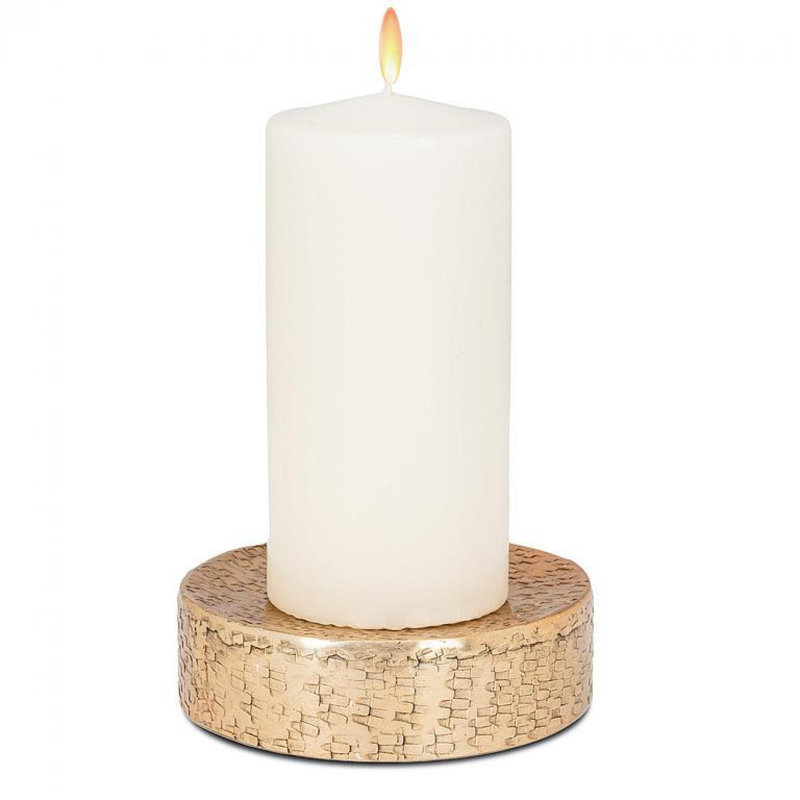 Gold Color Round Hammered Pillar Base Candle Holder