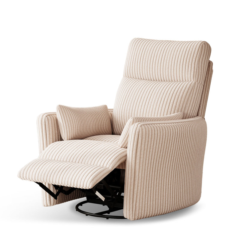 Modern Swivel Glider Recliner with Adjustable Backrest & Footrest, Plush Corduroy Upholstery