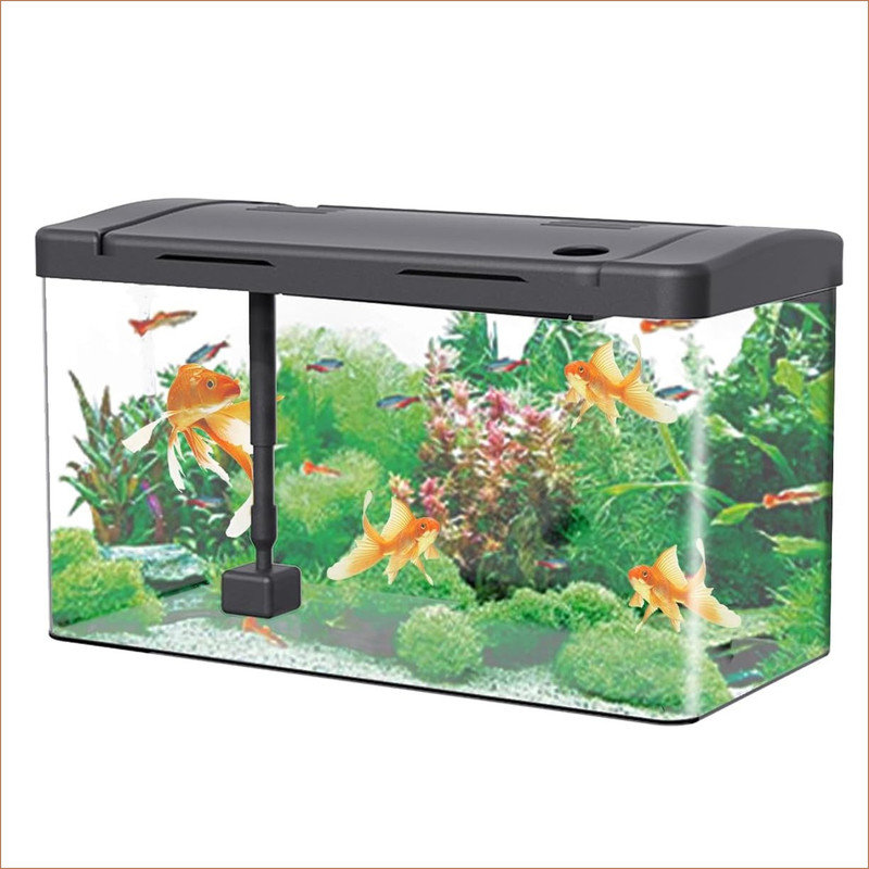 Aquarium Fish Tank Starter Kit with LED Lighting, Water Pump, Decorate Water Plants, Mini Desktop Rectangular Fish Tank, Supply Tabletop Decoration for Office