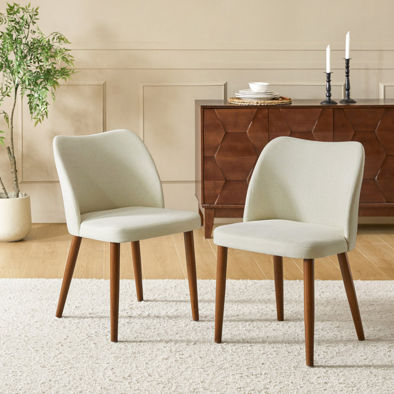 Kanalu Modern Dining Chair with Solid Wood Legs (Set of 2)