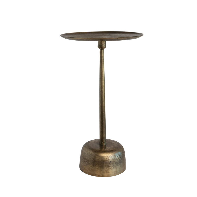 Vintage Aluminum Side Table, Antique Brass Finish