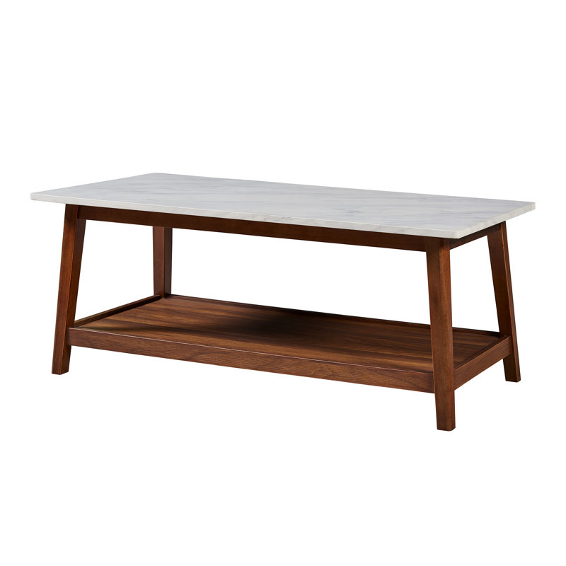 INCOMPLETE SIMILAR NOT EXACT Bayamo Wooden Modern Coffee Table with Marble Effect Top and Open Storage Shelf