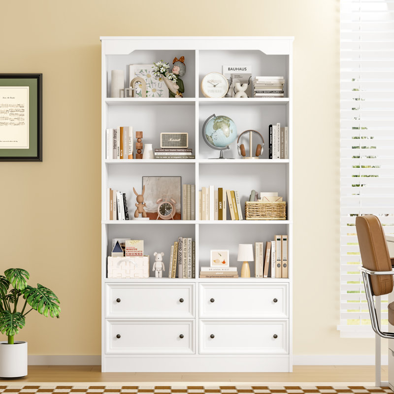 Kirklyn 6-Tier Standard Bookcase with 4 Drawers