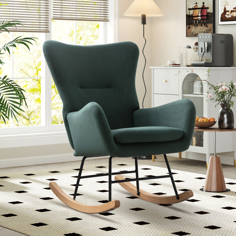 Meno 26''Wide Modern Stylish Upholstered Arms Nursery Rocking Accent Chair INCOMPLETE 