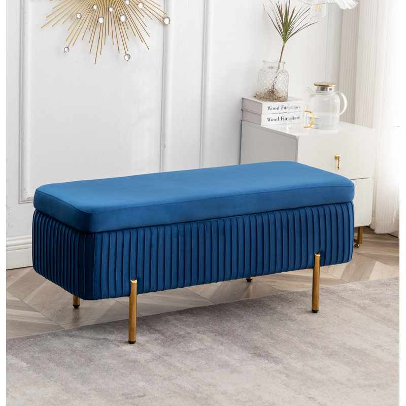 miajah velvet upholstered flip top storage bench