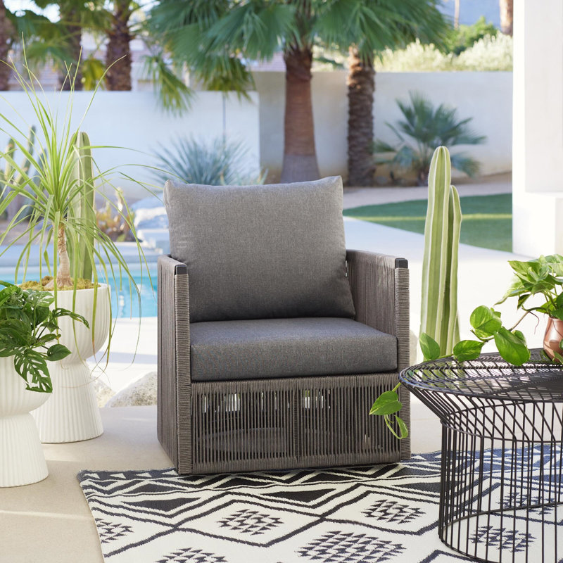 Millie Swivel Patio Rope Chair With Cushions