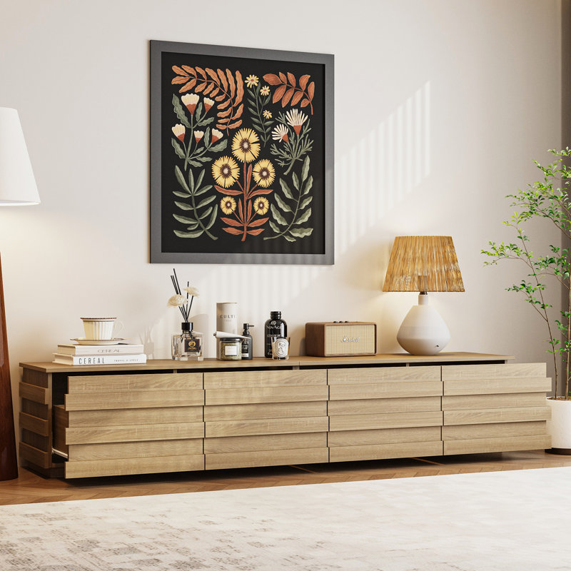 Sturdy Minimalist Wooden TV Stand With Spacious Multi-Level Storage - Modern Home Entertainment Center