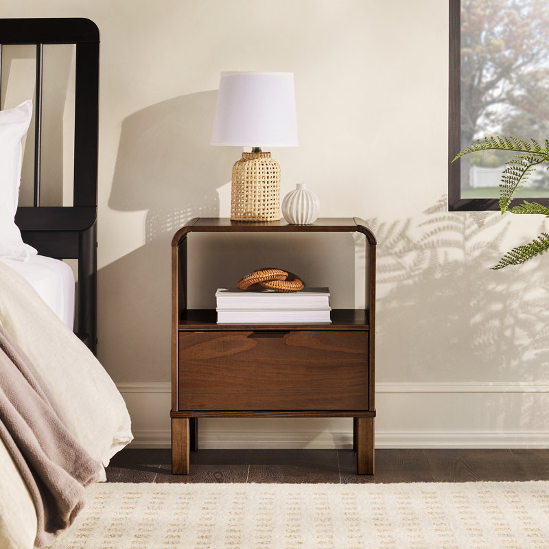 Asho 1-Drawer Solid Wood Nightstand