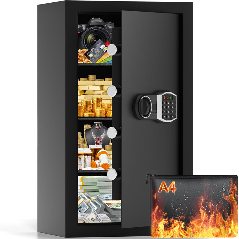 6.0 Cuft Large Home Safe Fireproof Waterproof, Digital Security Fireproof Safe Box With Fireproof Bag, Electronic Keypad Keys And Removable Shelf, Fire Safes For Home Documents Money Valuables