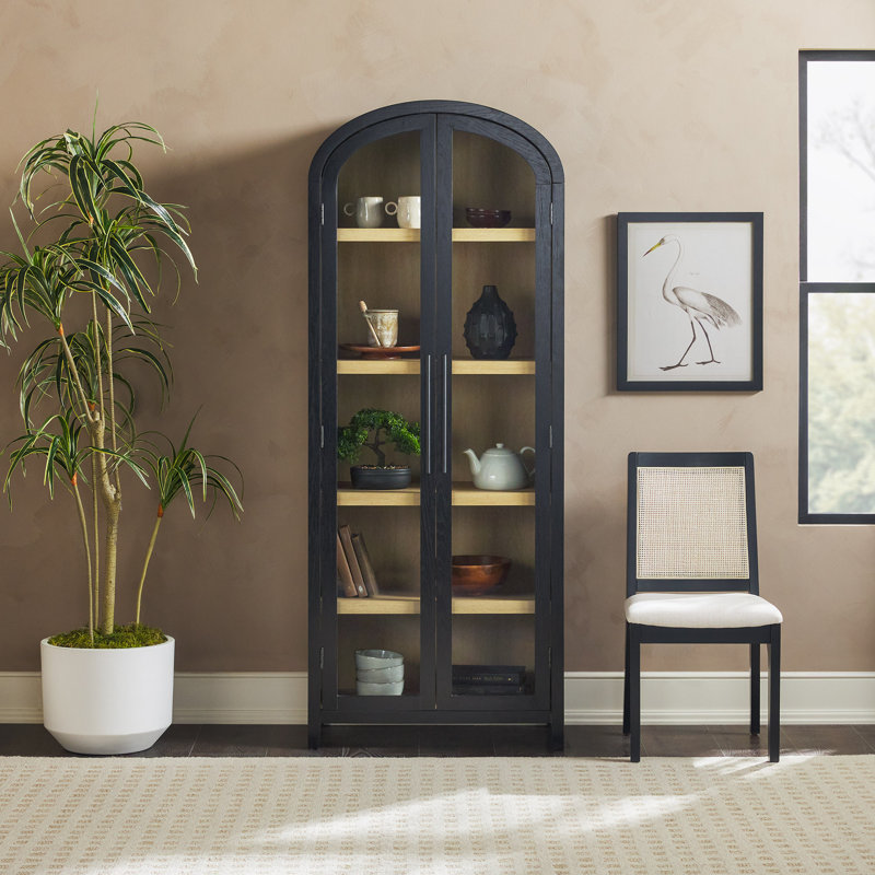 Ridunel Modern Arched Standard Bookcase with Glass Doors