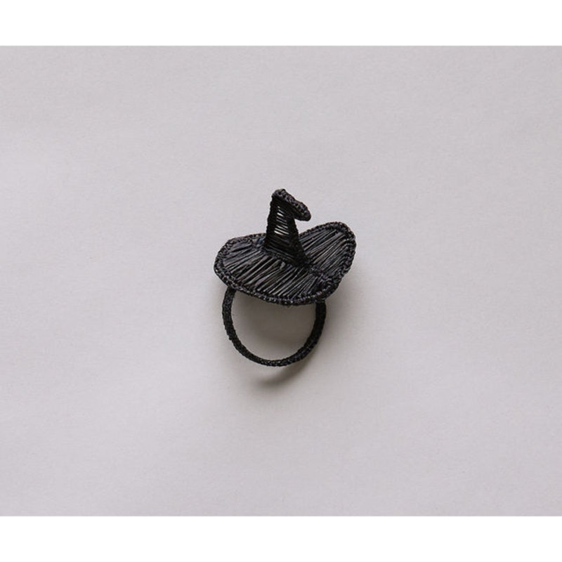 Witch Hat Napkin Ring – Handmade Leylany Table Decor – Black Woven Boho Napkin Holder – Spooky Fall Party Accent – Hostess Gift Idea