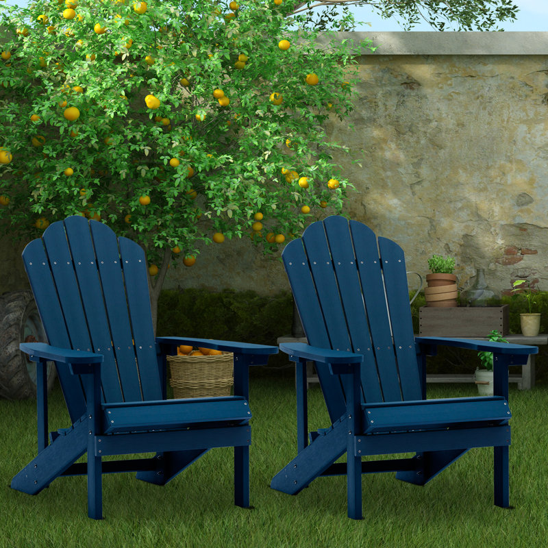 Hachirou Adirondack Chair Weather Resistant for Outdoors Lawn and Backyard (Set of 2)