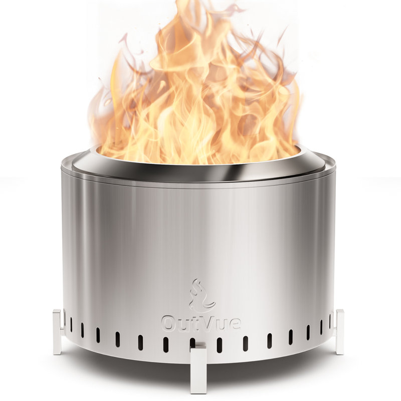 Stainless Steel Smokeless Fire Pit with Bag, Portable Low Smoke Wood Burning Fire Pit