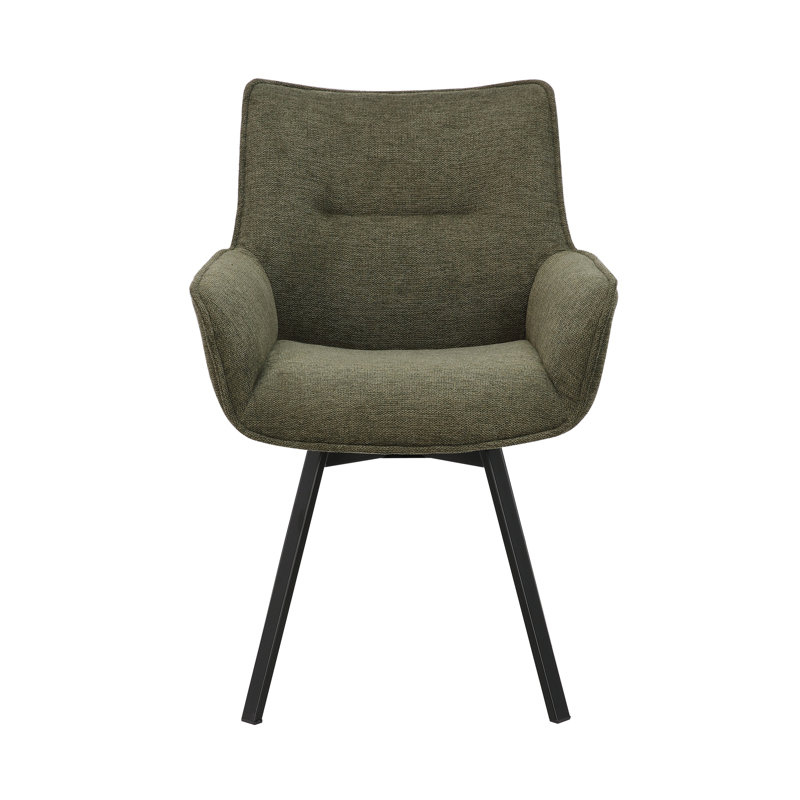 Heid Swivel Fabric Dining Chair with Steel Legs