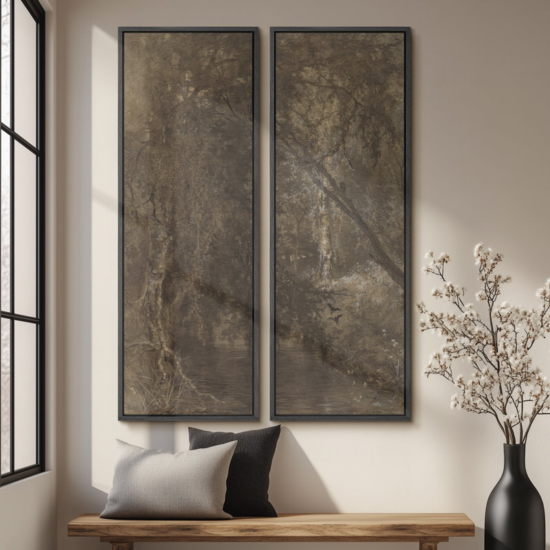 Vintage Landscape Wall Art - 20x60 inches Framed Canvas Set of 2 (Set of 2)