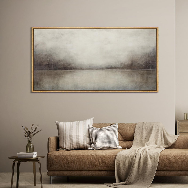 minimal landscape tranquil neutral abstract landscape retro moody extra large framed art home decor