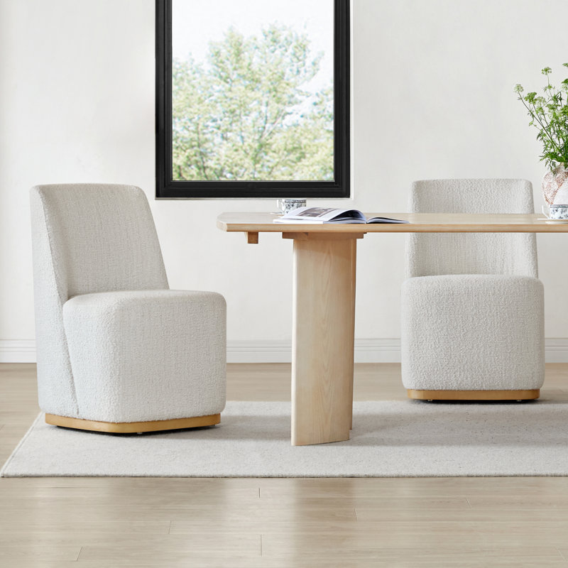 Geelt Upholstered Dining Chair with Casters (Set of 2)
