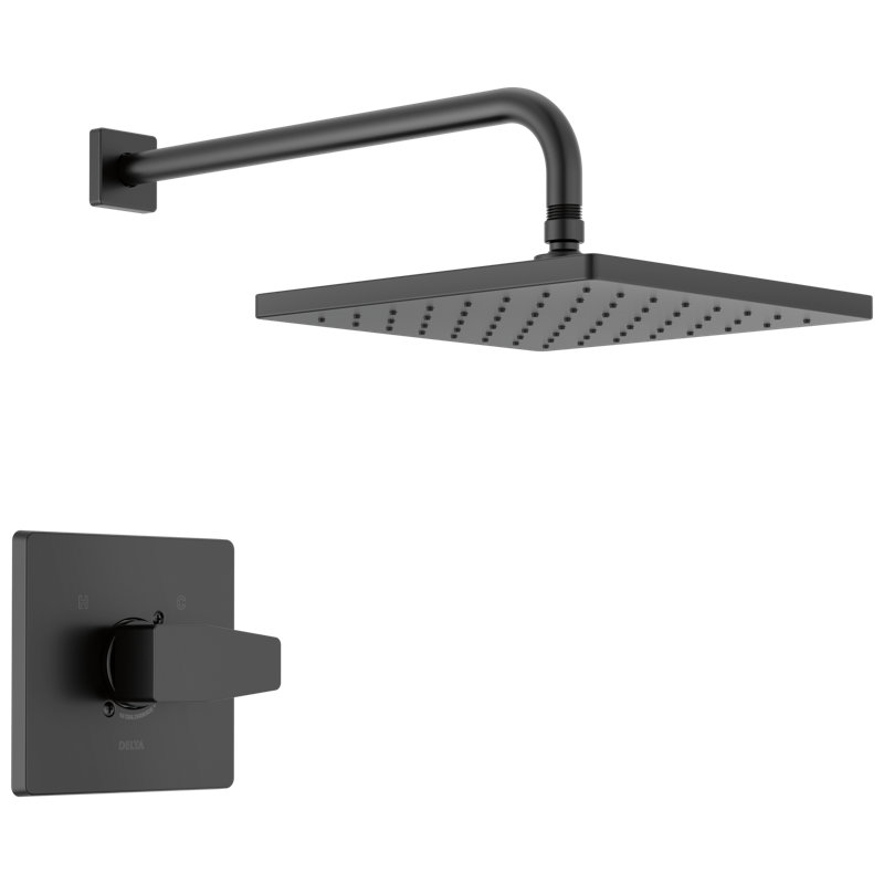 Modern Raincan Square Single-Function Shower Faucet Set, Valve Trim Kit, Rainfall Shower Head T14268-BL-PP