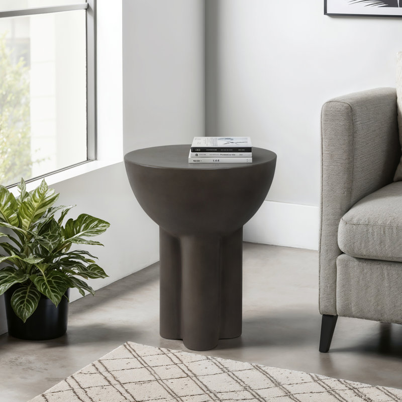 Concrete Side Table - Modern Small End Table for Living Room - Round Accent Table for Indoor Decor - 18"