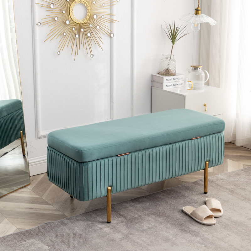 miajah velvet upholstered flip top storage bench
