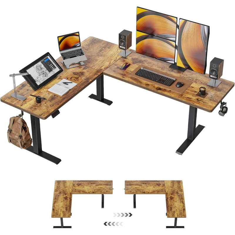 75" Adjustable L-Shaped Standing Desk