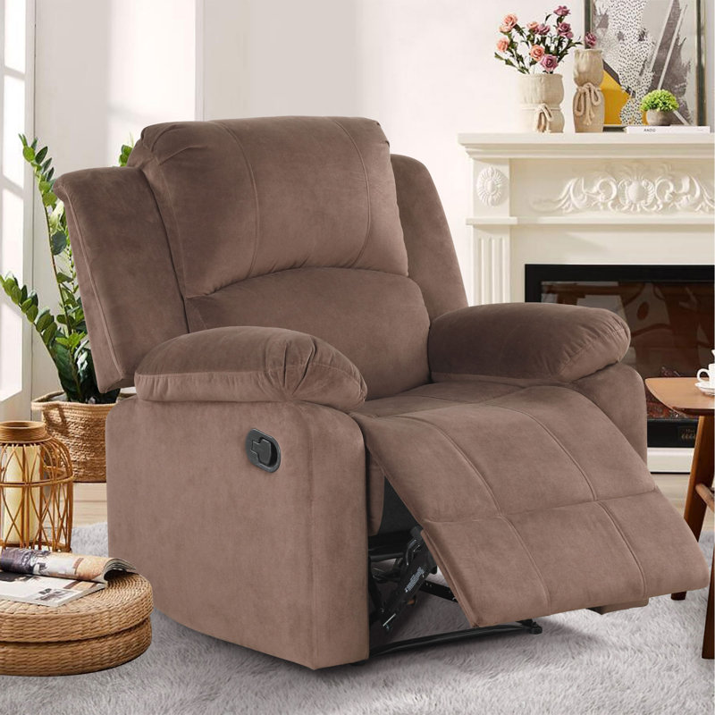 Nikodemos 34.8" Wide Contemporary Breathable Skin Friendly Microfiber Fabric Soft Padded Manual Recliner Chair