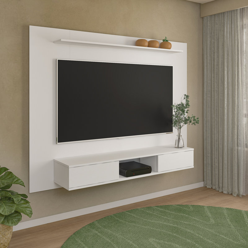 Melisandra Multi Storage Wall for 65 inch TVs, Floating TV Stand with 2 Sliding Doors and Shelves
