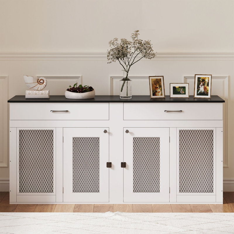 Dog Furniture Style Crate With 2 Drawers And Divider