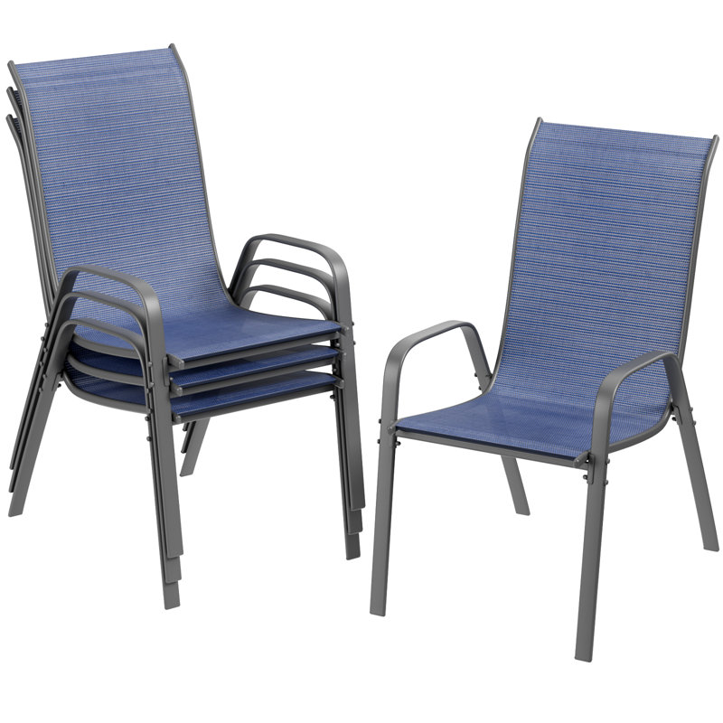 Melisa Patio Chairs Set Of 4, Outdoor Textilene Stackable Dining Chairs (Set of 4)