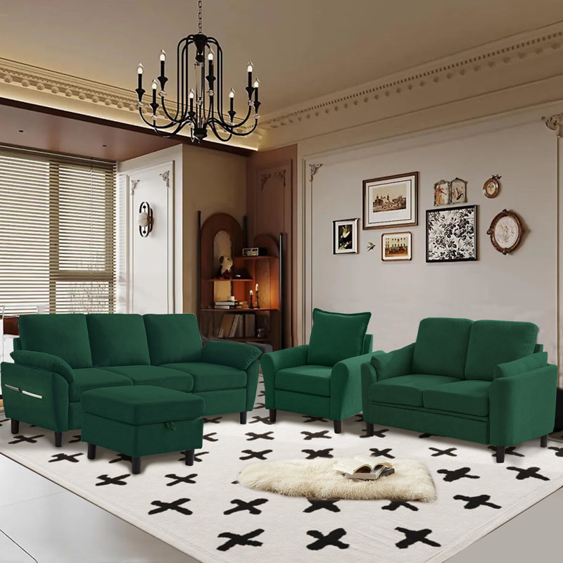 4-Piece Living Room Sectional Sofa Set with Loveseat and Chair