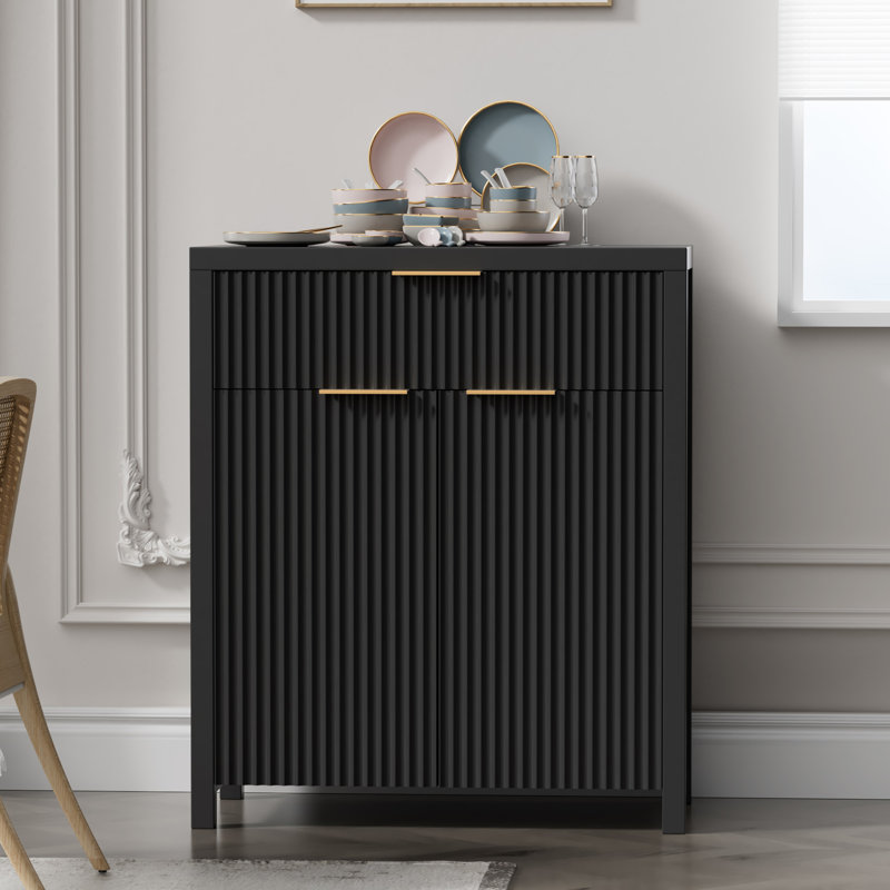 Modern Sideboard Cabinet With Large Drawer,Storage Buffet With Adjustable Shelf ,Entryway Cabinet With Water Ripple Design, Perfect Storage For Dining Room, Kitchen, And Entryway
