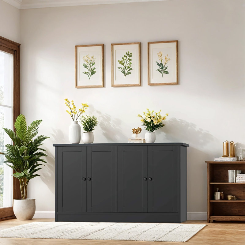 Modern Buffet Storage Cabinet With 4 Door, 49" W Coffee Bar Cabinet, Kitchen Buffet Sideboard For Living Room, Kitchen