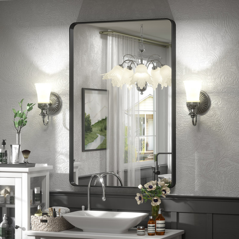 aevar high-strength tempered glass and aluminum alloy framed french cleat mounted wall decor bathroom vanity mirror with 5-year warranty