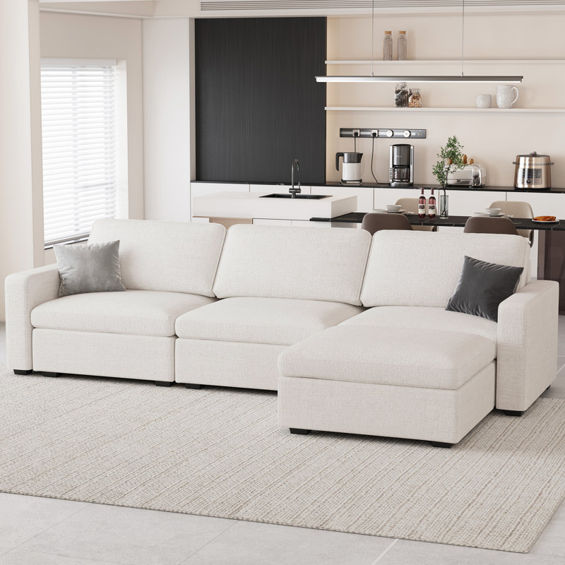 SIMILAR INCOMPLETE BLACK Hymes 101.5'' Wide L-Shaped 3-Seat Sofa Apartment Storage Couch With Detachable Cushion, Modular Sectional Sofa With Ottoman