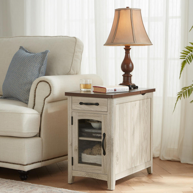 (Similar) Aneshia End Table with Storage and Charging Station
