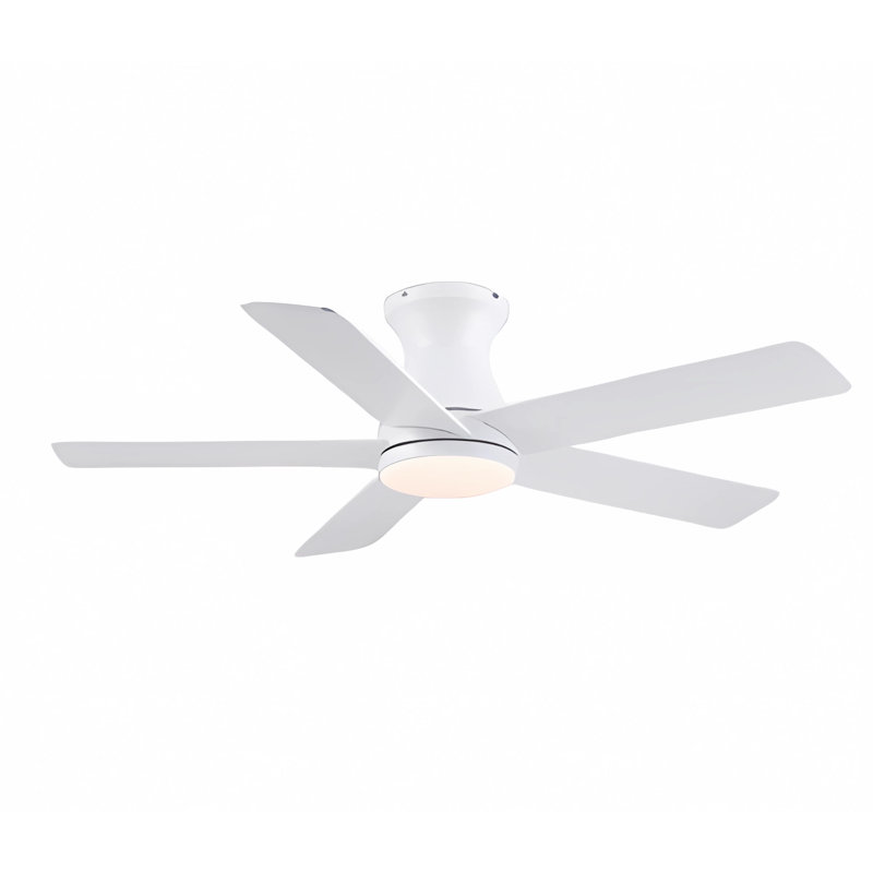 46" 5-blade White Flush Mount Ceiling Fans With Lights And Remote/App