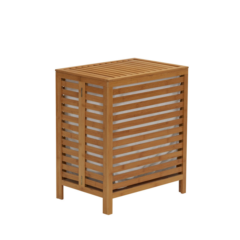 Darcy Bamboo Laundry Hamper, Slated Hamper with Natural Cotton Bag, Removable Bag and Foldable Frame, Chic and Environmentally Friendly