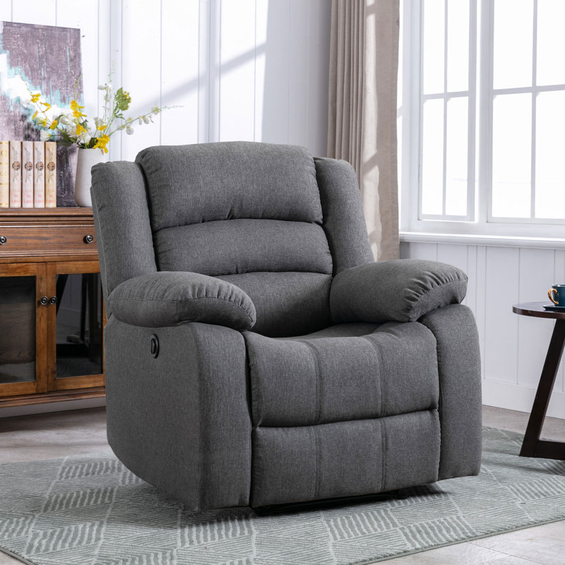 (Incomplete) 37.1\" Wide Modern and Super Soft Overstuffed Power Standard Recliner with Padded Armrest
