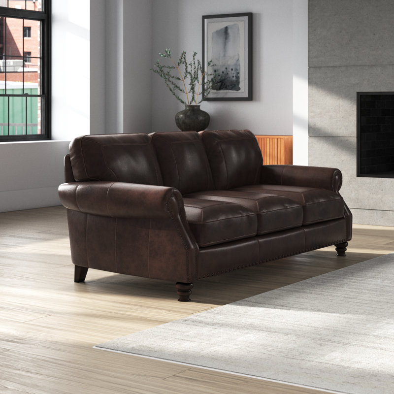 similar box 3 Ellard Genuine Leather Rolled Arm Sofa