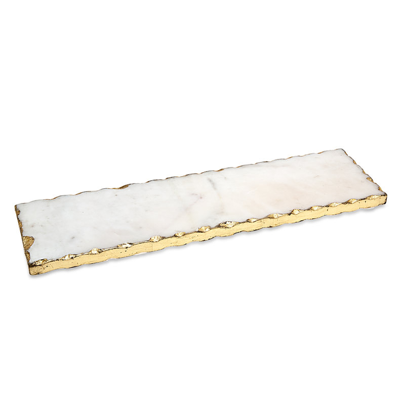 Edica Marquise Gold Raw Edge Marble Serving Tray