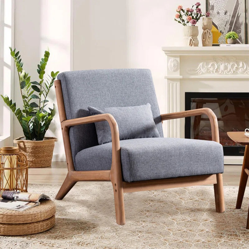 Similar Hertford 26\" Wide Mid Century Upholstered Solid Wood Accent Chair with an Extra Pillow
