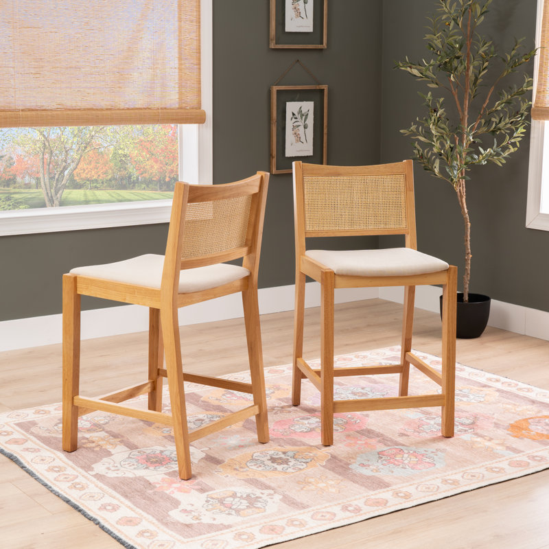 donner cane back upholstered seat count bar stool (set of 2)