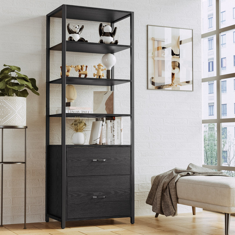 Jayger Industrial Bookcase with File Cabinet Drawers