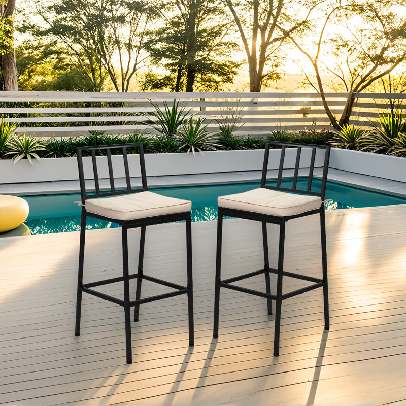 Metal Frame Patio Bar Chairs (Set Of 2)