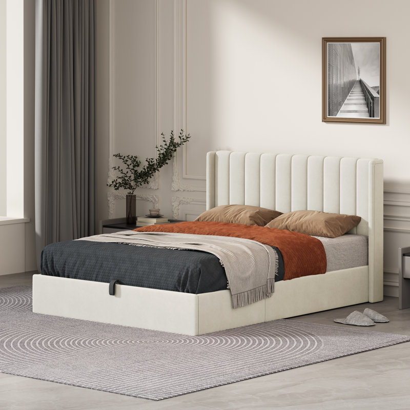 Daizia Lift Up Storage Platform Bed with Wingback Headboard