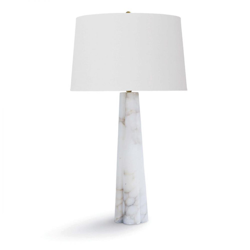 (Missing Shade) Quatrefoil Alabaster Table Lamp Small